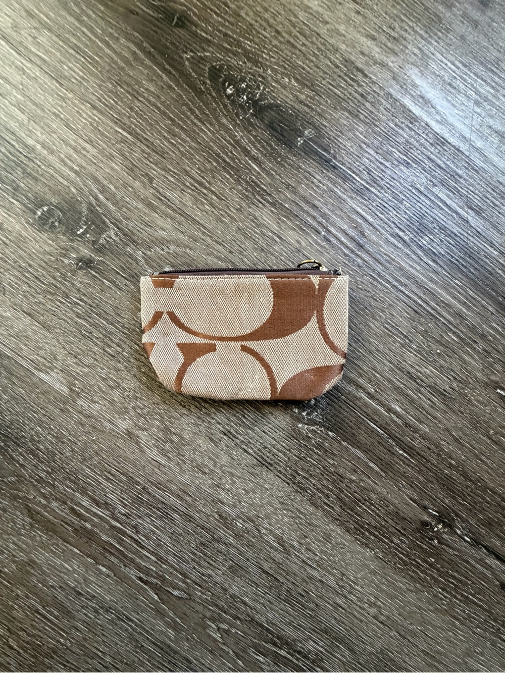 Canvas Card & Key Pouch in Brown and Cream
